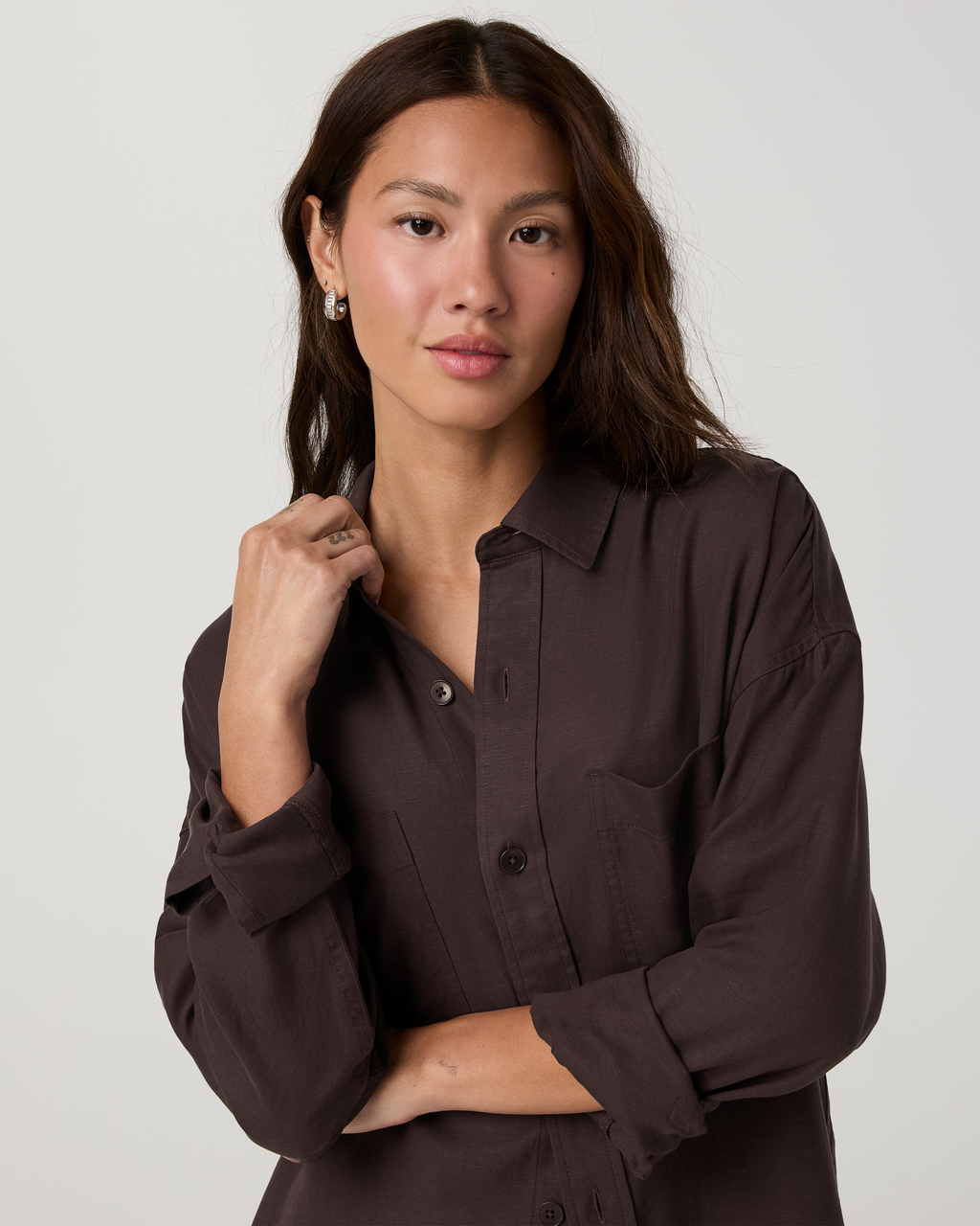 Trestles Twill Button Up | French Roast