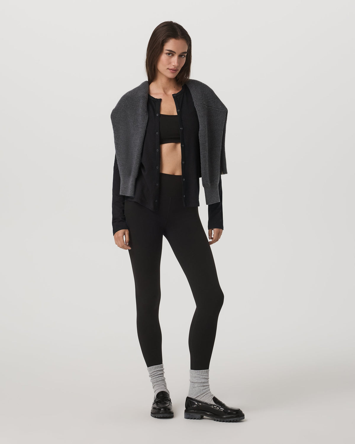 Long Sleeve Halo Snap Cardigan | Black Heather