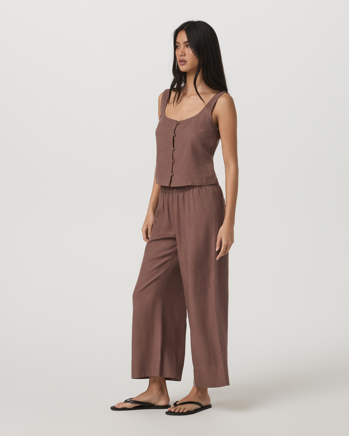 Trestles Twill Button Front Top | Sable