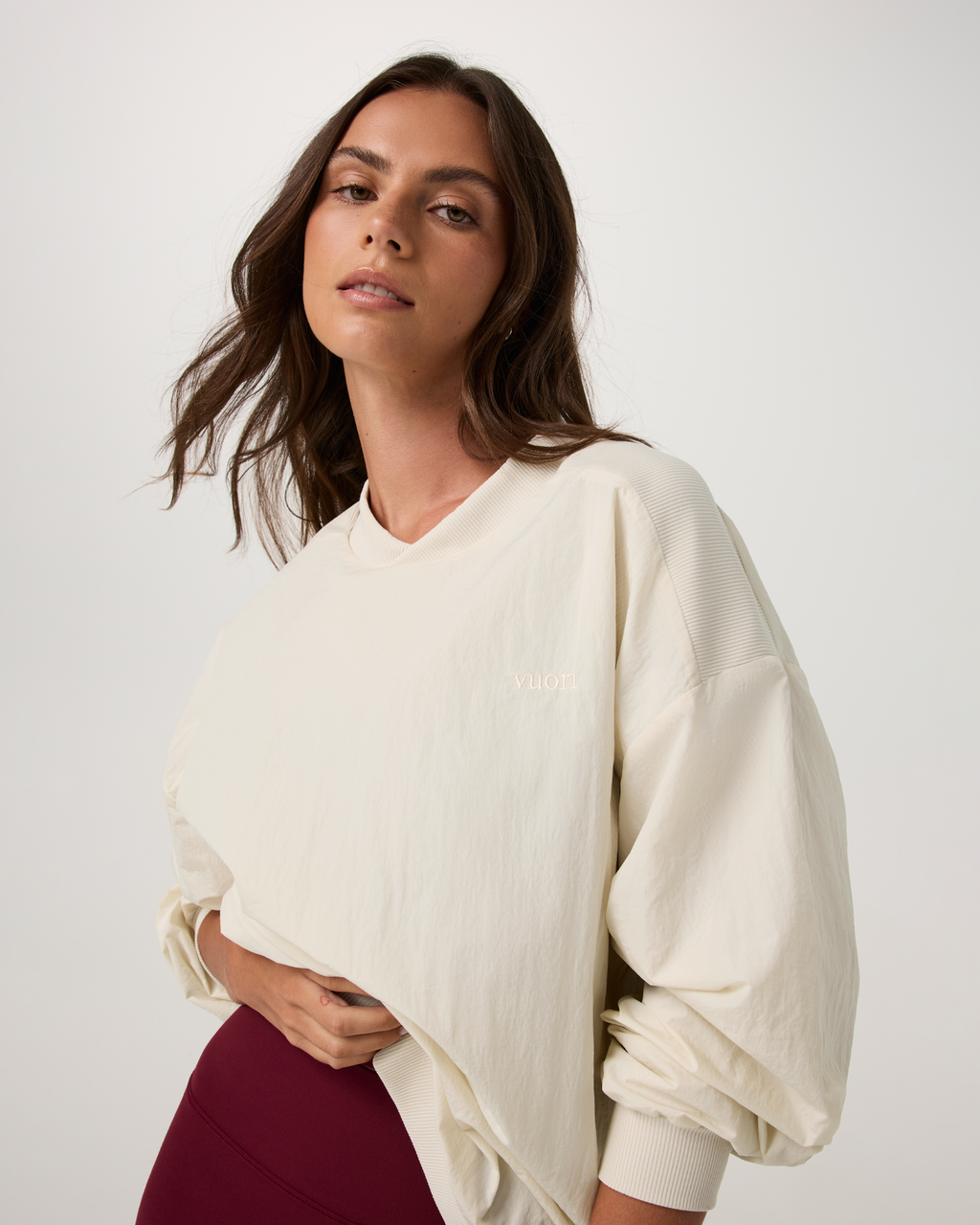 Retrograde Woven Crewneck | Bone