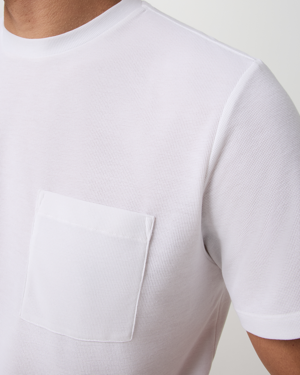 Short Sleeve Micro Waffle Tee - Relaxed Fit | White
