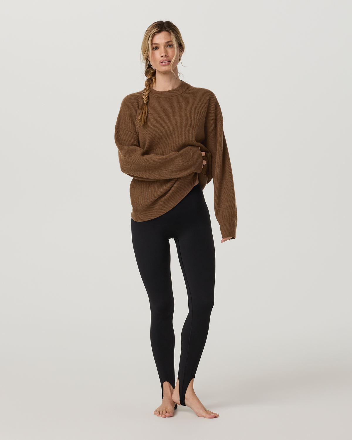 Émilie Cashmere Oversized Rib Crew | Bourbon