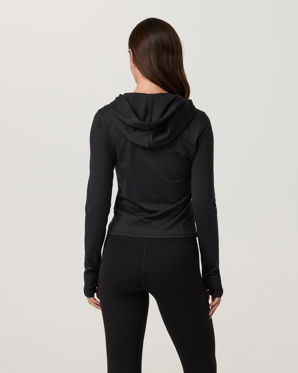 Long Sleeve Halo Fitted Hoodie | Black Heather
