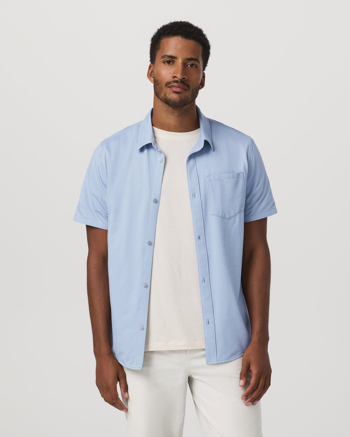 Short Sleeve Knit Oxford Button Down - Classic Fit | Blue Dusk