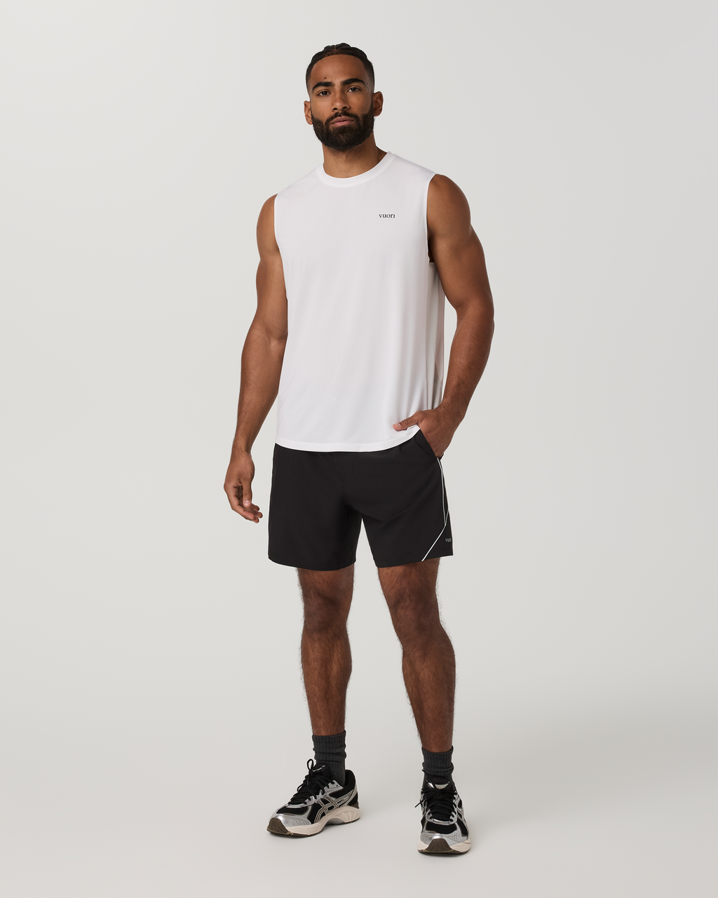 Sleeveless Viewpoint Muscle Tank 2.0 | White/Breeze