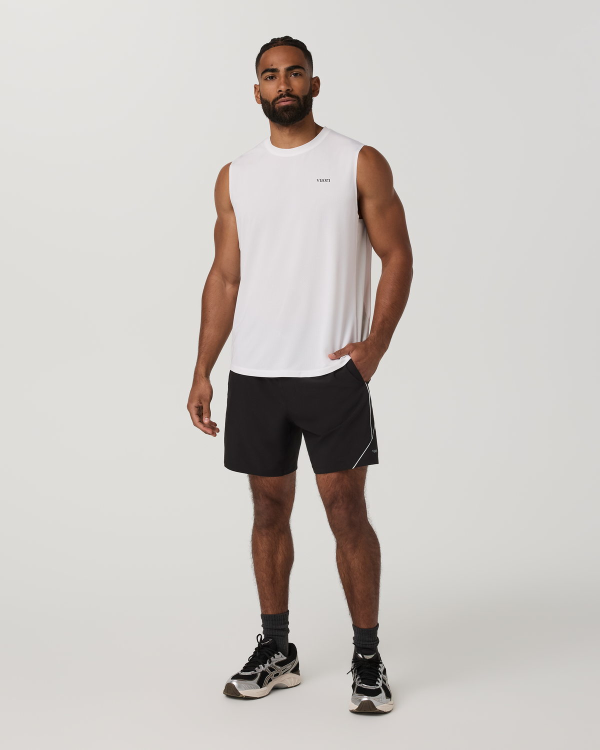 Sleeveless Viewpoint Muscle Tank 2.0 | White/Breeze