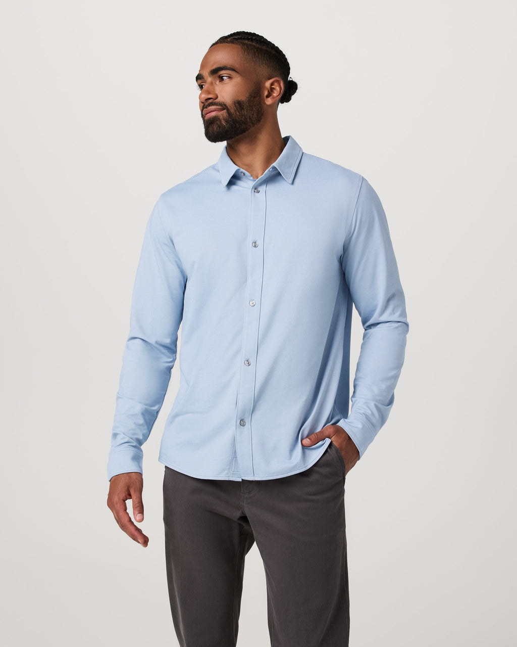 Long Sleeve Knit Oxford Button Down - Classic Fit | Blue Dusk
