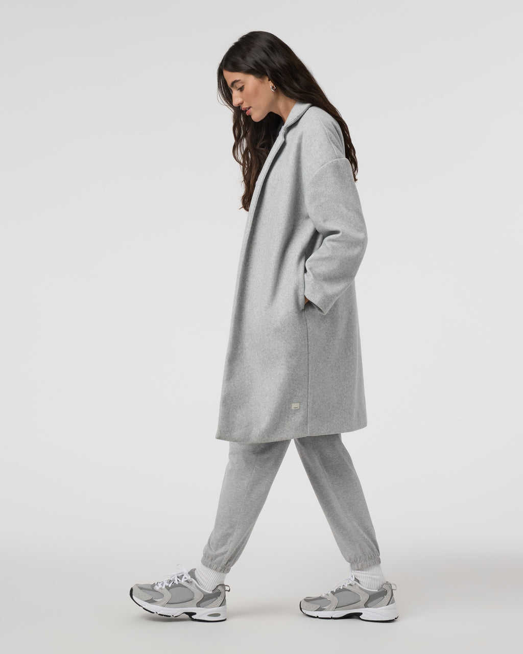 Soho Melton Trench | Light Heather Grey