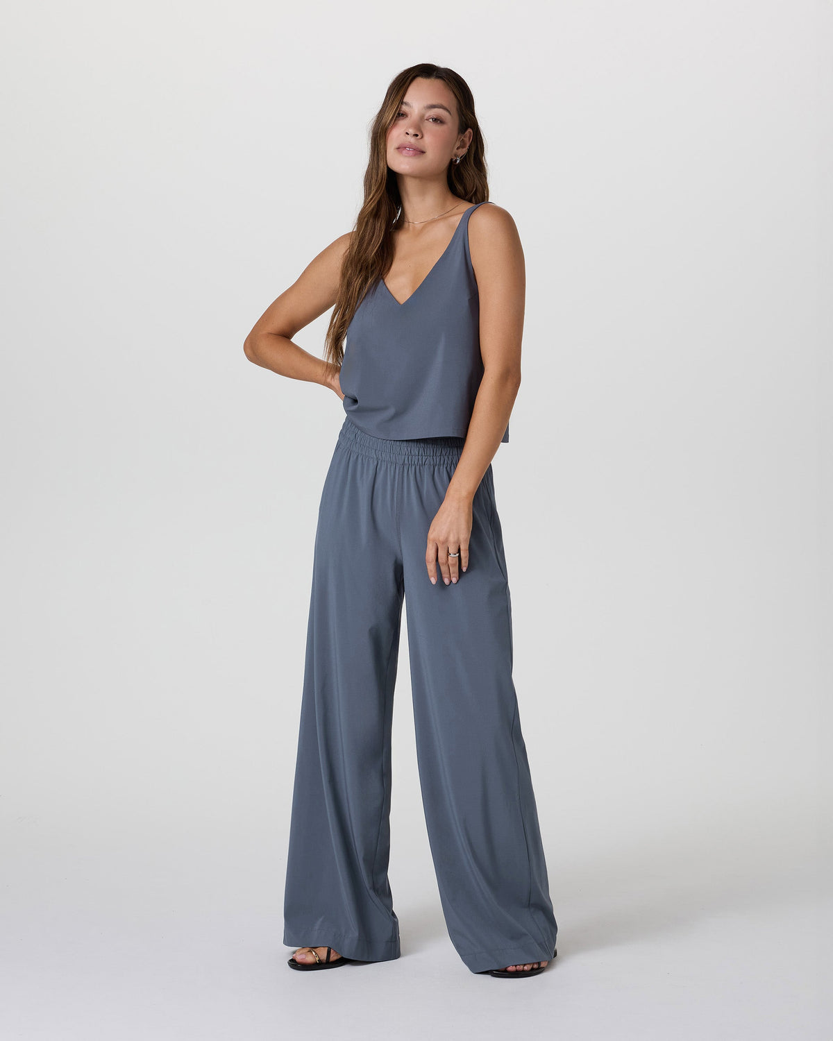 Villa Cropped Tank | Azure