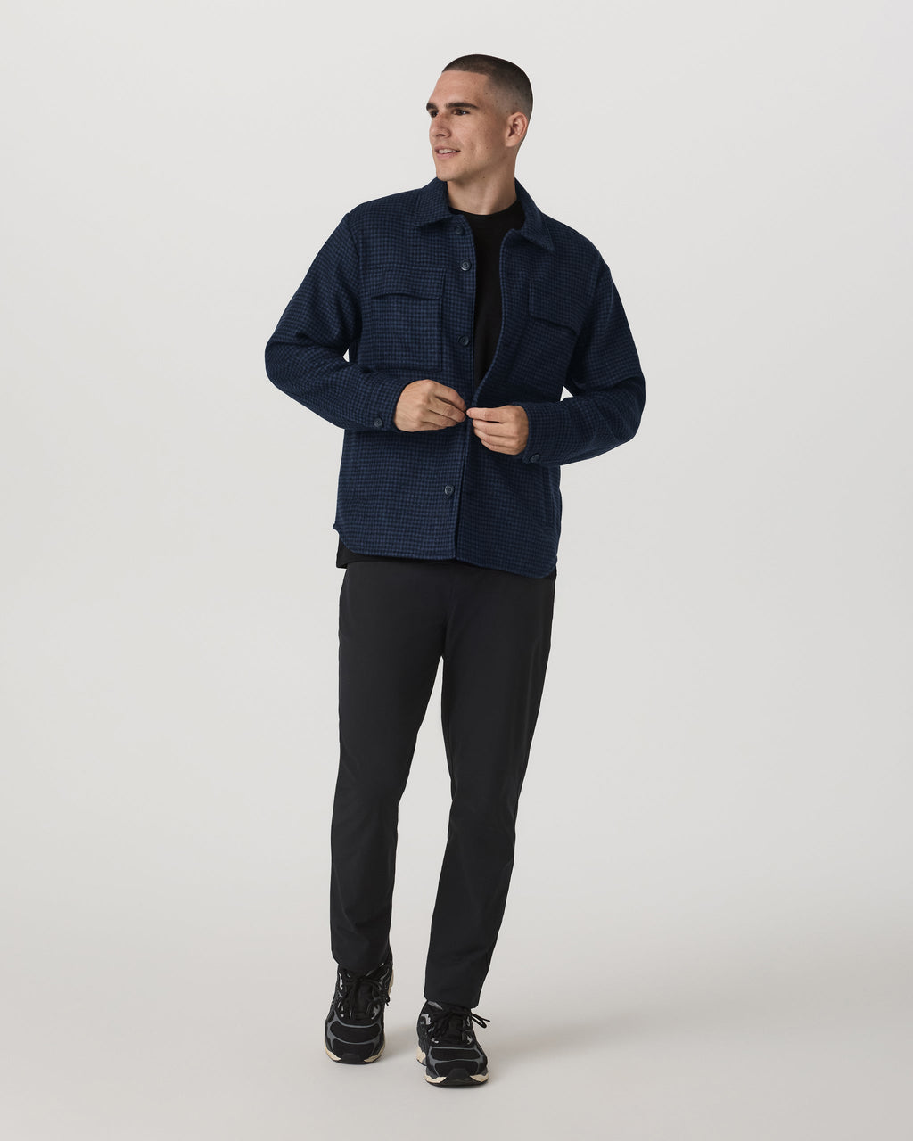 Ridge Natural Shirt Jacket | Navy Houndstooth