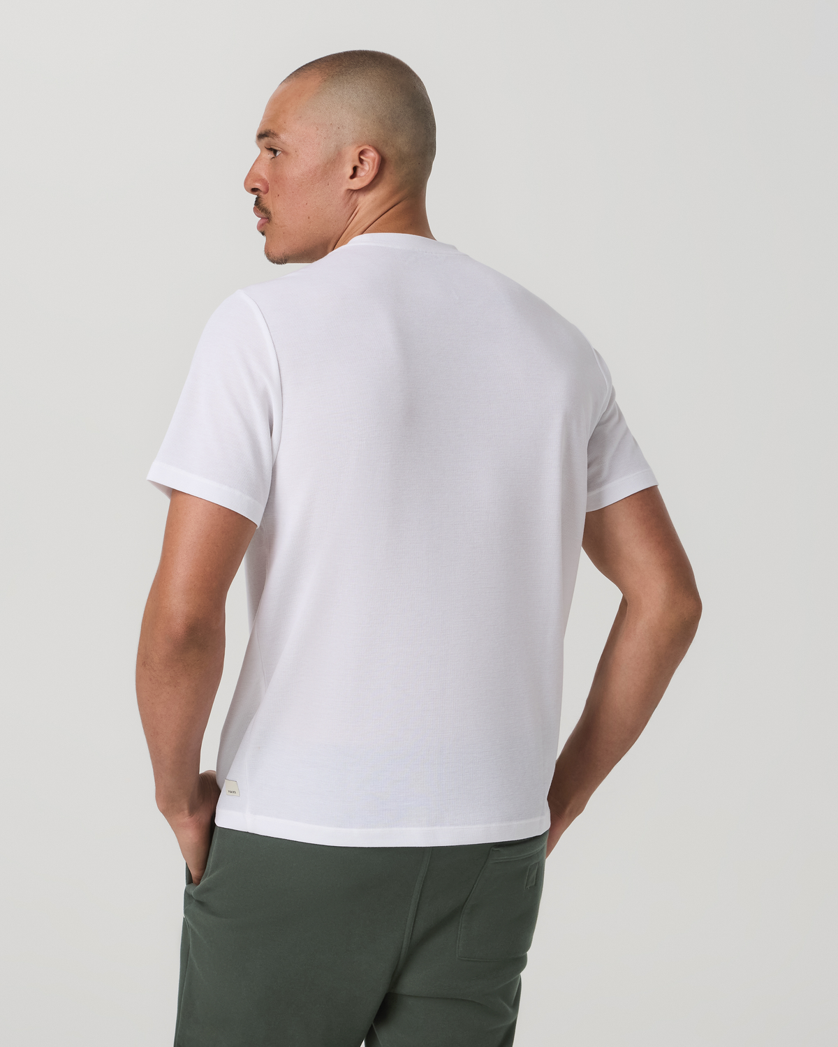 Short Sleeve Micro Waffle Tee - Relaxed Fit | White