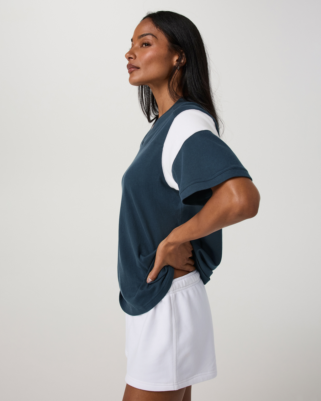 Heavyweight Cotton Varsity Tee | Ocean Blue