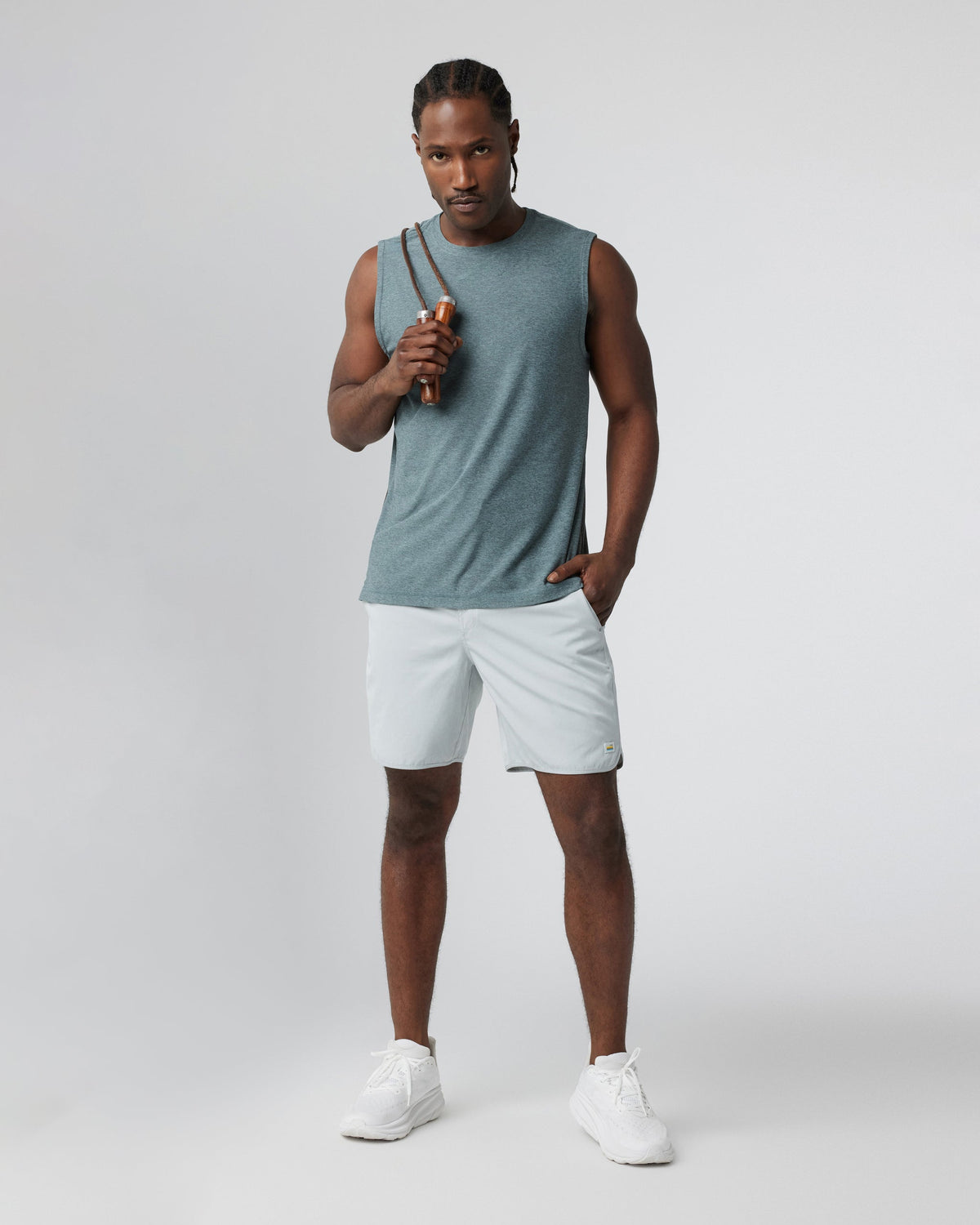 Banks Short Unlined 7" | Sky Grey Linen Texture