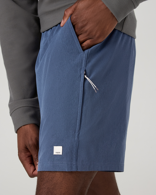 Banks Session Short Unlined 7" | Azure Linen Texture
