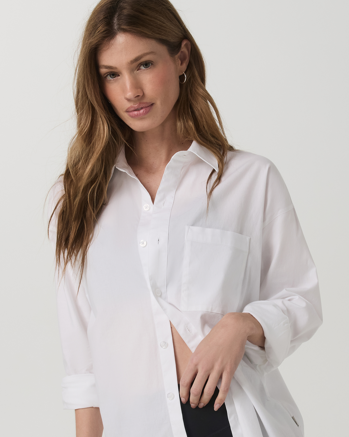 Long Sleeve Kensington Relaxed Button Down | White