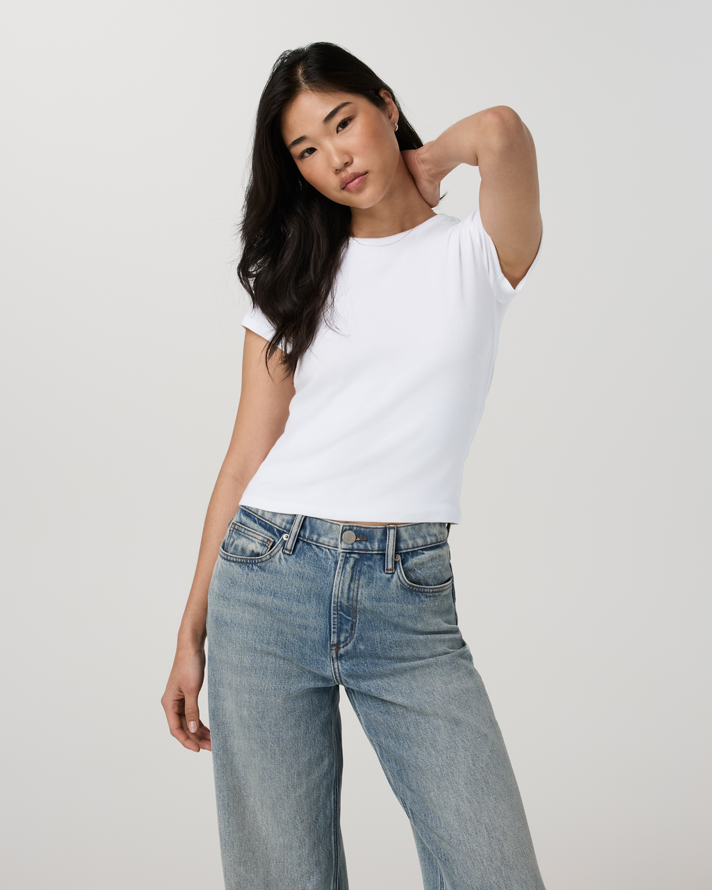 Everyday Cotton Stretch Fitted Tee | White