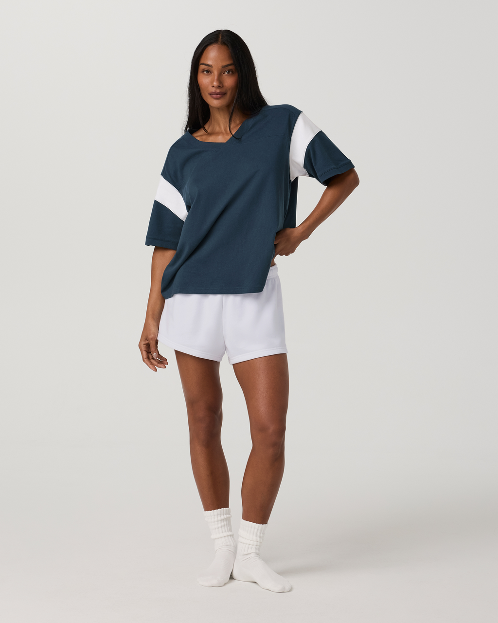 Heavyweight Cotton Varsity Tee | Ocean Blue