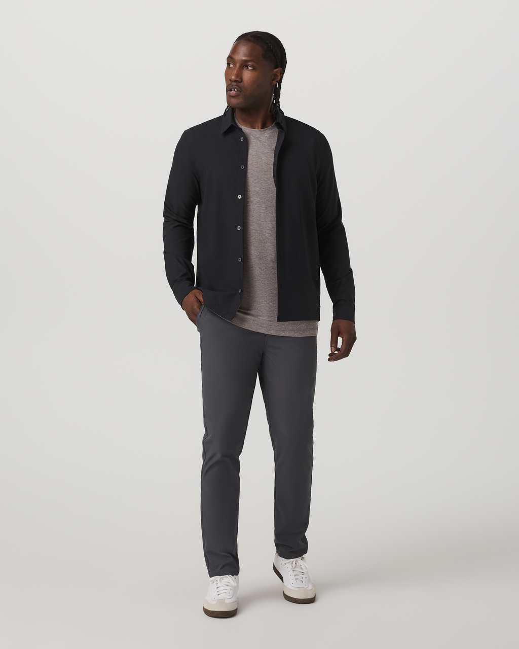 Long Sleeve Manhattan Button Down | Black