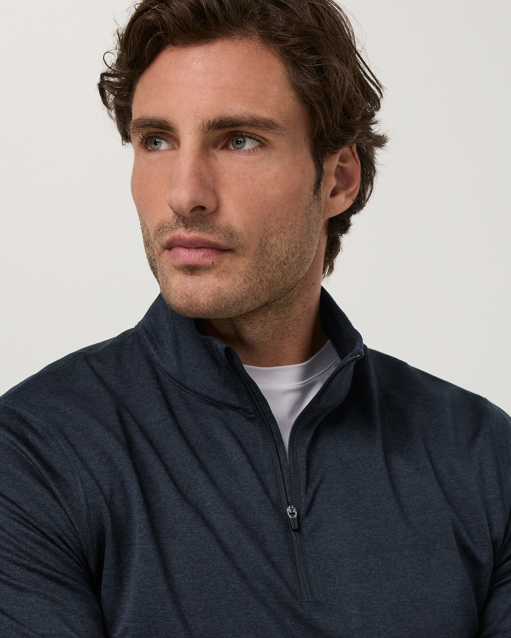 Ponto Half Zip Mock Neck | Ink Heather
