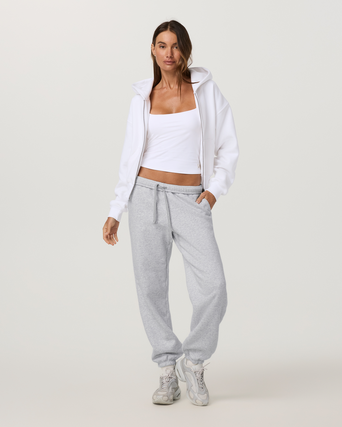 Restore Essential Full Zip Hoodie | White