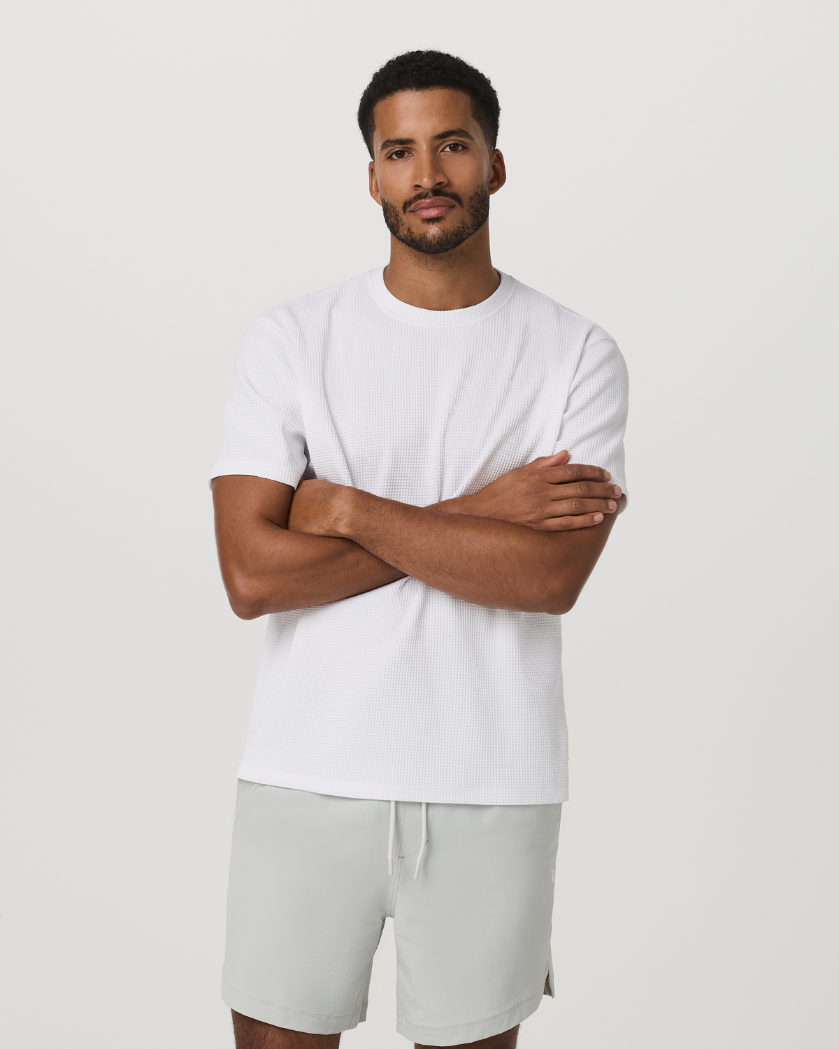 Short Sleeve Lightweight Tech Waffle Tee - Relaxed Fit | White