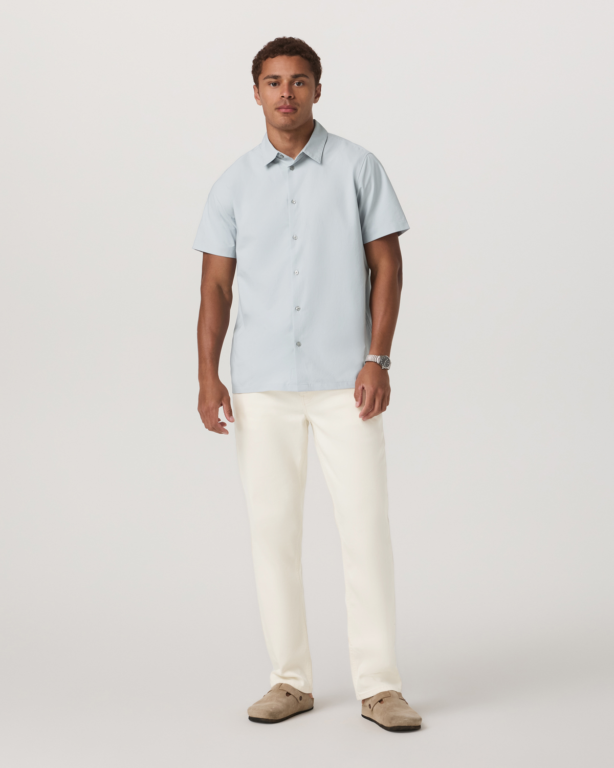 Short Sleeve Manhattan Button Down | Harbor Grey