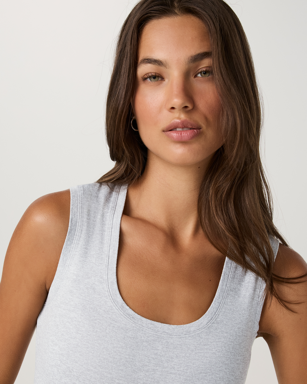 Halo Essential Scoop Tank Long | Pale Grey Heather