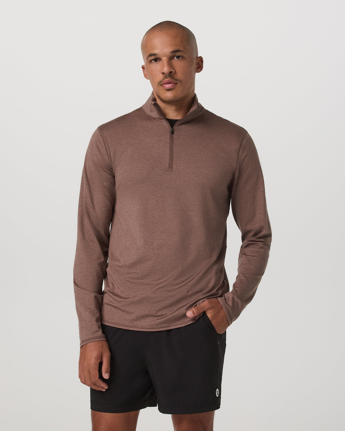 Ponto Half Zip Mock Neck | Sable Heather