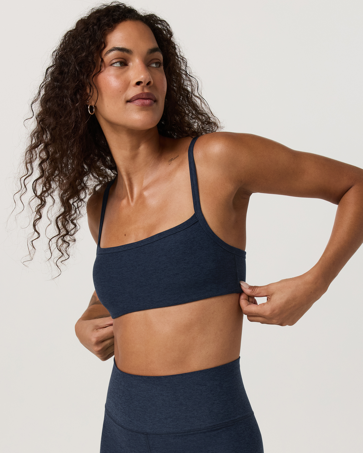 Elevation Square Neck Bra | Midnight Heather