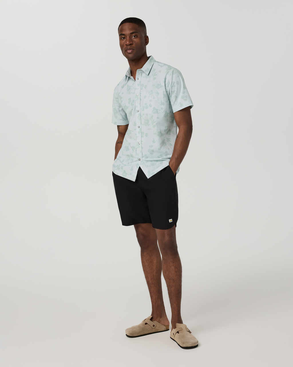 Short Sleeve Bridge Button Down | Storm Blue Fleur